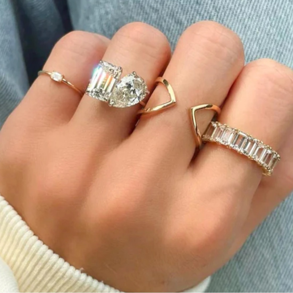 14k Yellow Gold Open Geometric Ring Sz 6.5 Nwot
